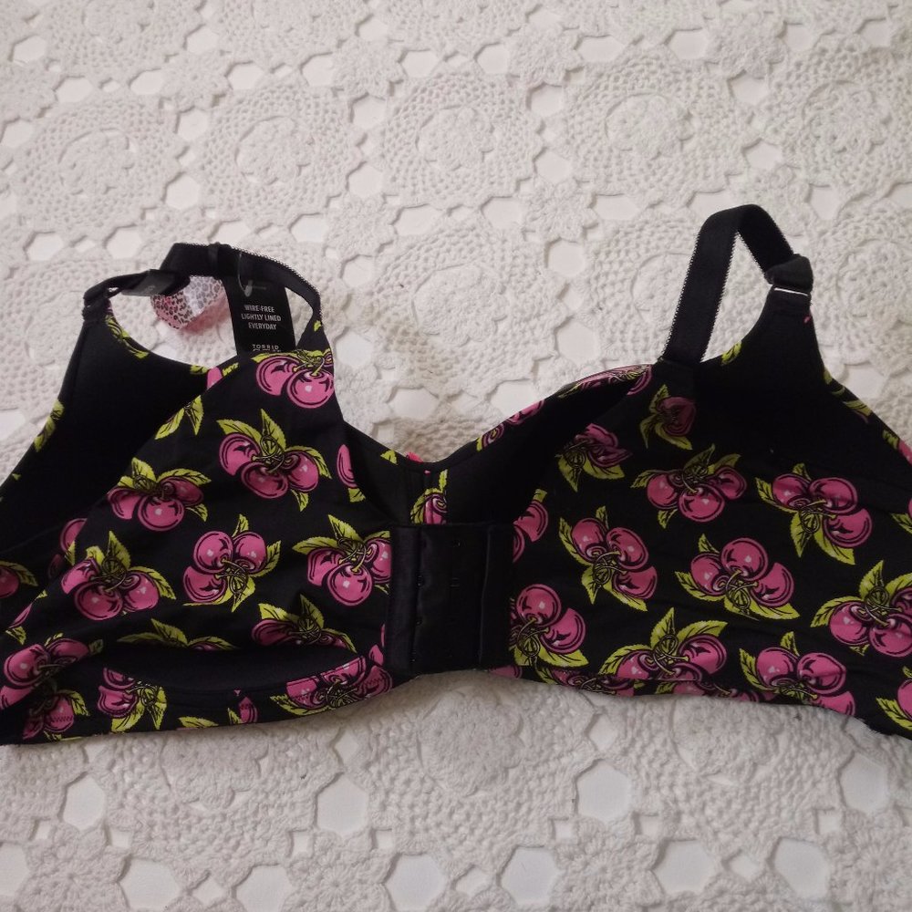 Torrid Black and Pink Cherry Print Bra - Picture 5 of 7